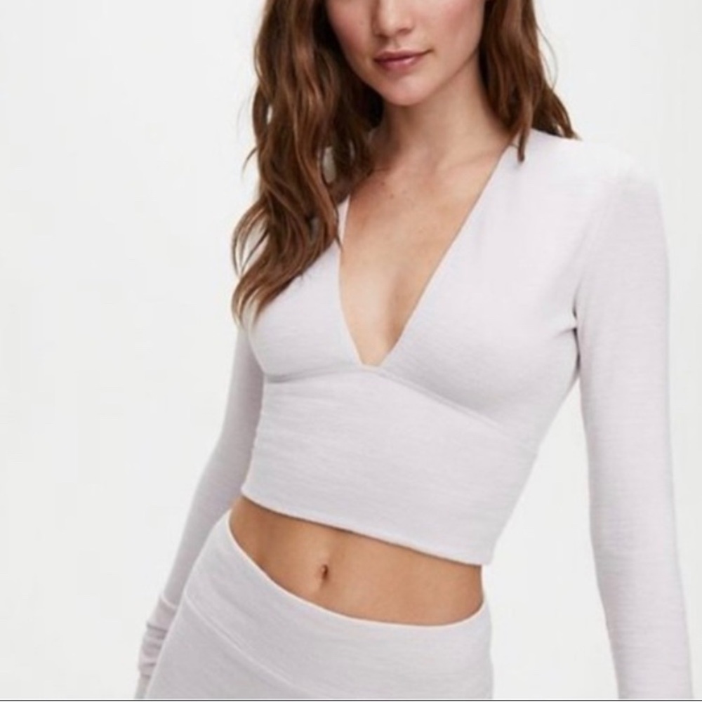 Wilfred grey Deep V-Neck Long Sleeve top